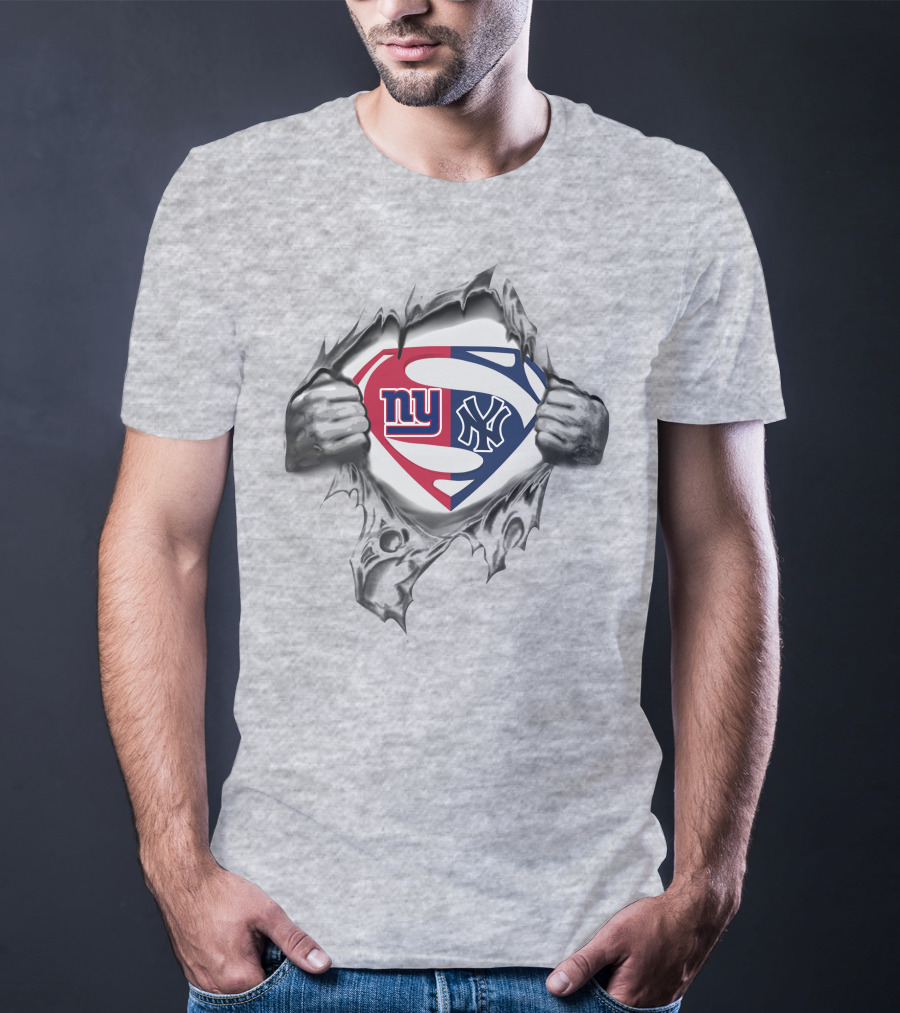 Giants New York Yankees Superman Logo Mashup T-Shirt