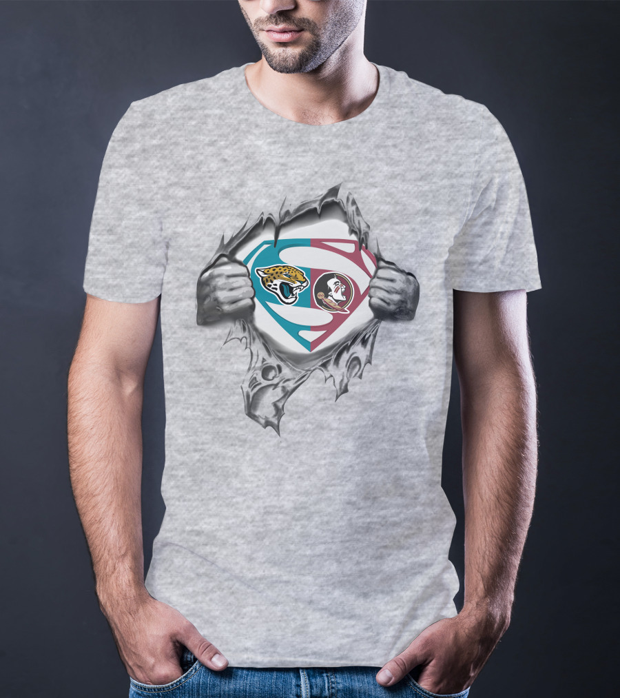 Jaguars Florida State Seminoles Superman Logo Fusion T-Shirt