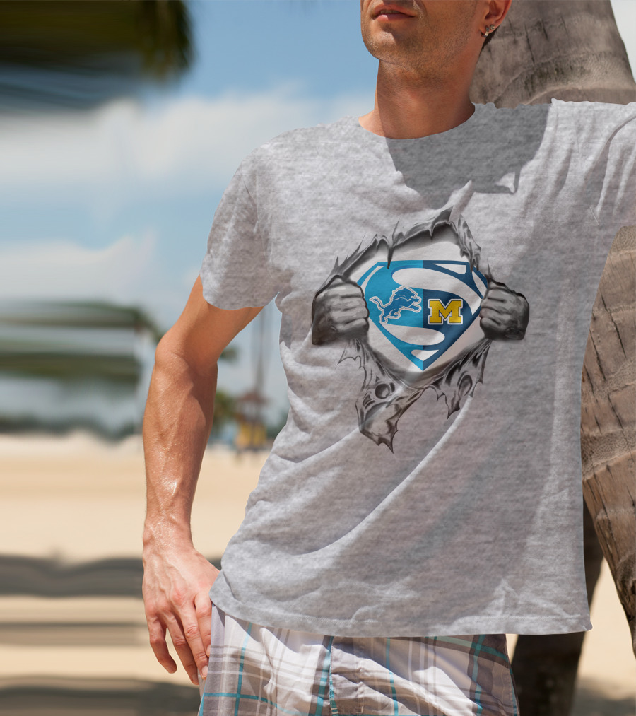 Lions Michigan Wolverines Superman Logo Combo T-Shirt