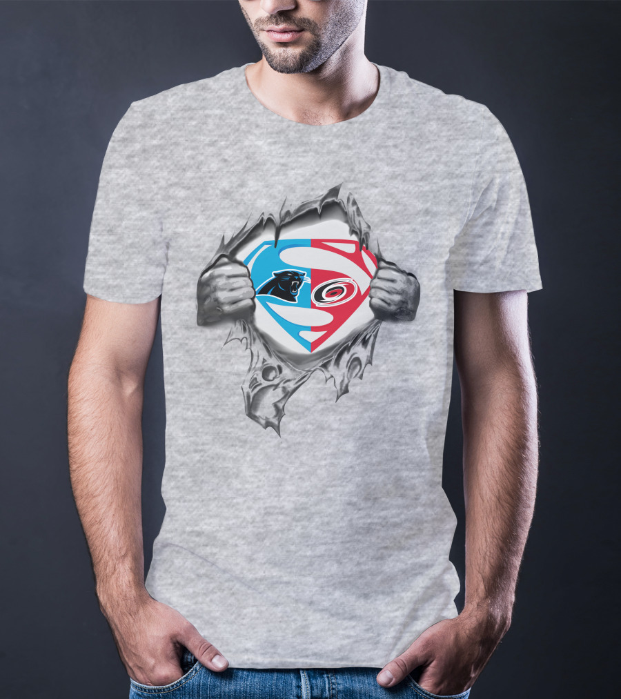 Carolina Panthers Carolina Hurricanes Superman Logo Mashup T-Shirt