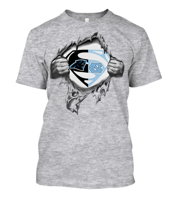 Carolina Panthers North Carolina Tar Heels Superman Logo Fusion T-Shirt