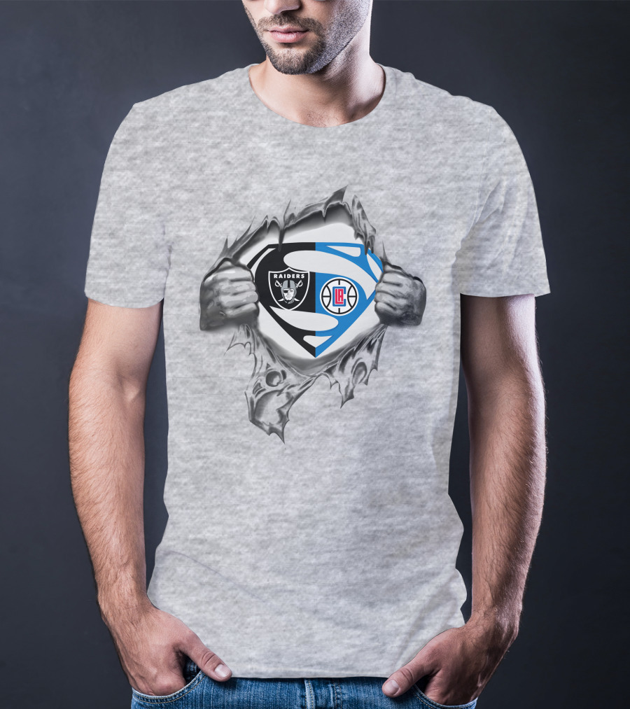 Raiders La Clippers Superman Logo Fusion T-Shirt