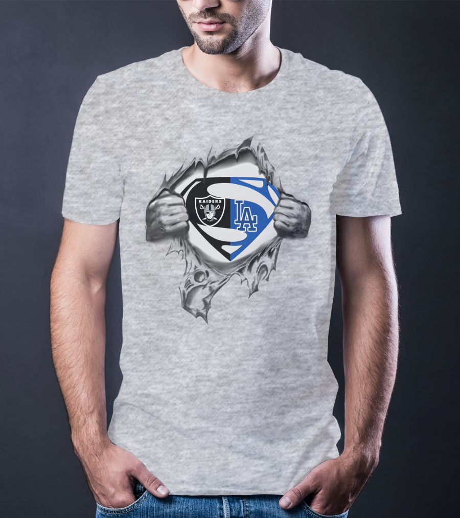 Raiders Los Angeles Dodgers Superman Logo Combo T-Shirt