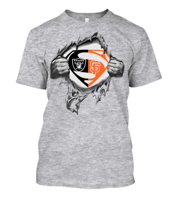 Raiders San Francisco Giants Superman Logo Rip T-Shirt