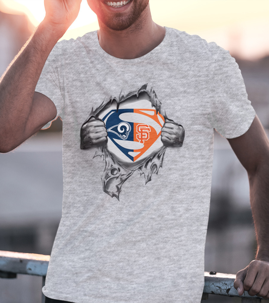 Rams San Francisco Giants Superman Logo Fusion T-Shirt