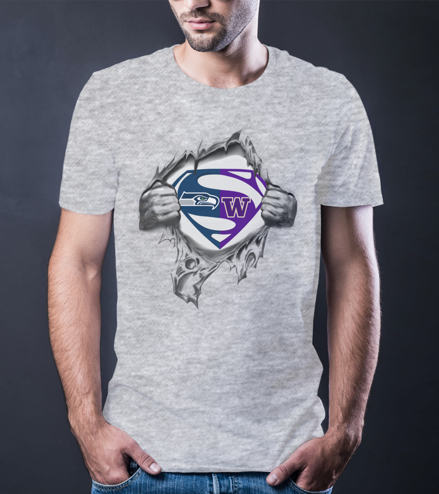 Seahawks Washington Huskies Superman T-Shirt