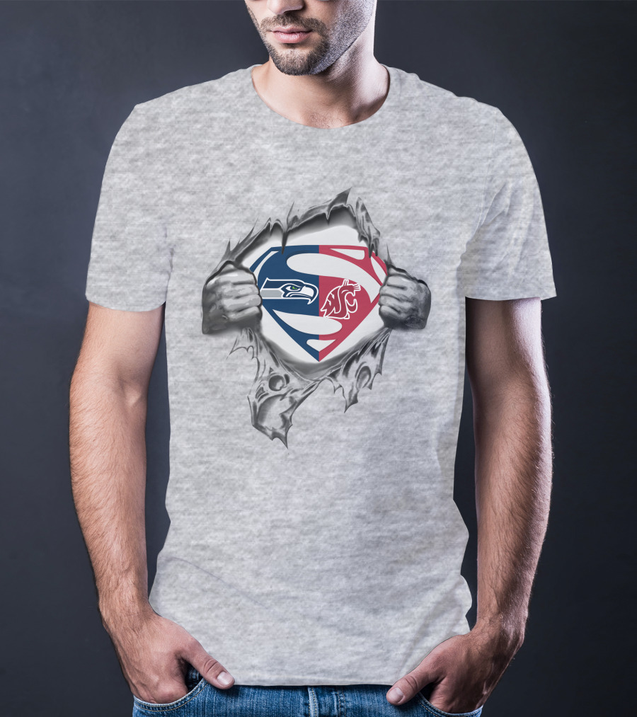Seahawks Washington State Cougars Superman Logo Mashup T-Shirt