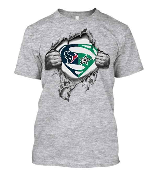 Texans Dallas Stars Superman Logo Crossover T-Shirt
