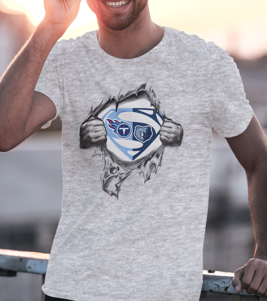 Titans Memphis Grizzlies Superman Logo Mashup T-Shirt