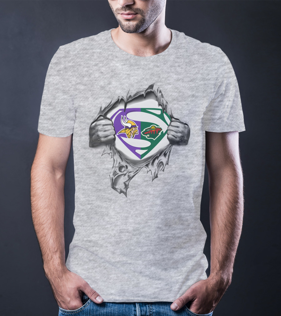 Minnesota Vikings Wild Superman Logo Integration T-Shirt