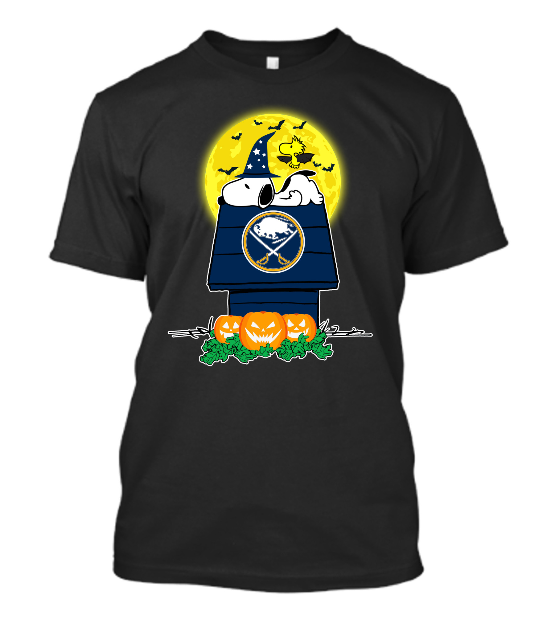 Buffalo Sabres Snoopy Halloween Moon Pumpkins Woodstock T-Shirt
