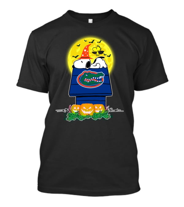 Florida Gators Snoopy Woodstock Halloween Pumpkins Moon T-Shirt