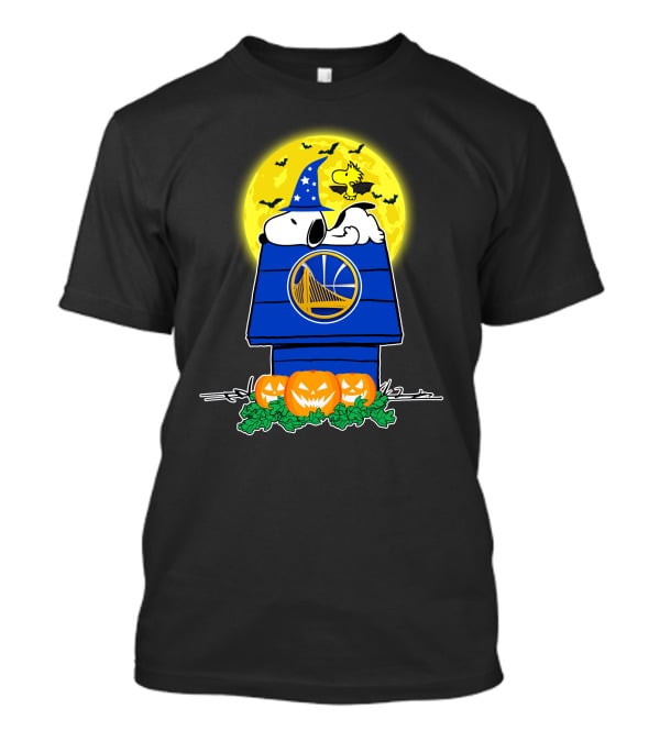 Golden State Warriors Snoopy Woodstock Halloween Pumpkins Moon T-Shirt