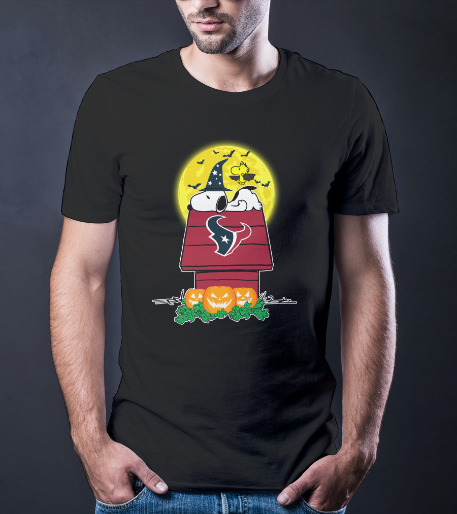 Houston Texans Snoopy Halloween Moon Pumpkin Patch T-Shirt