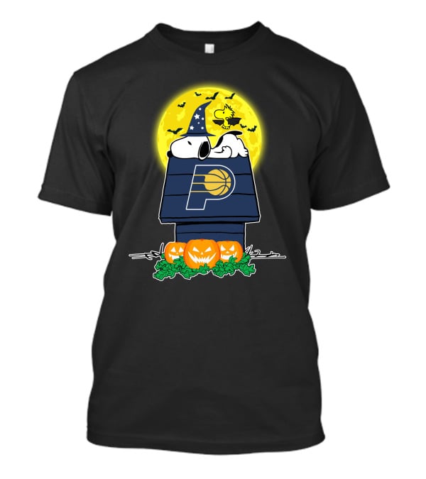 Indiana Pacers Snoopy Woodstock Halloween Moon Pumpkins T-Shirt