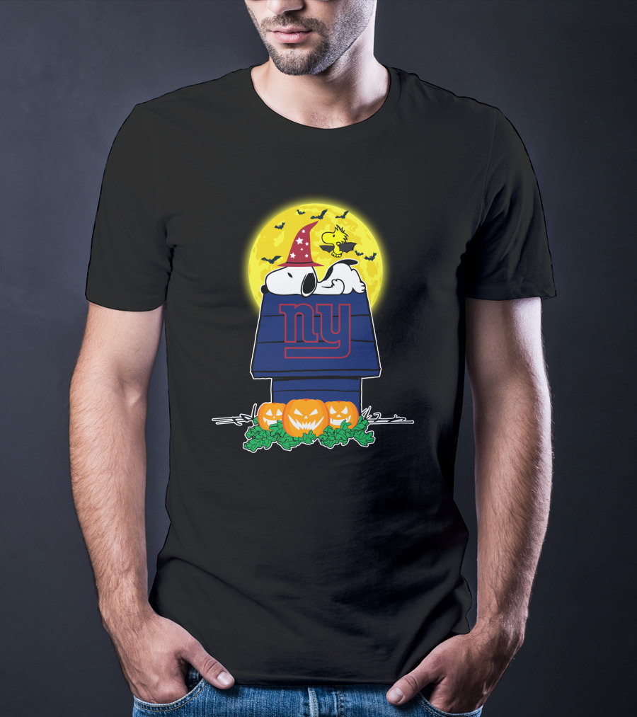 New York Giants Snoopy Halloween Pumpkin Moonbat T-Shirt