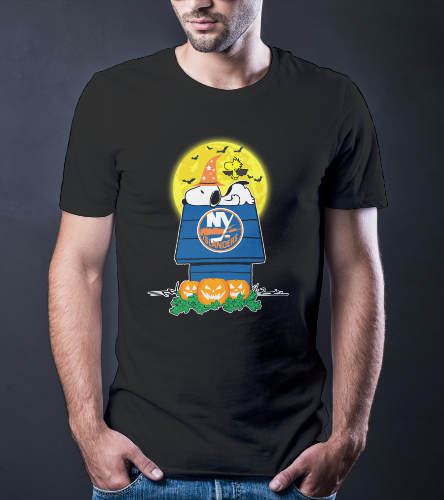New York Islanders Snoopy Halloween Full Moon Pumpkins Wizards T-Shirt