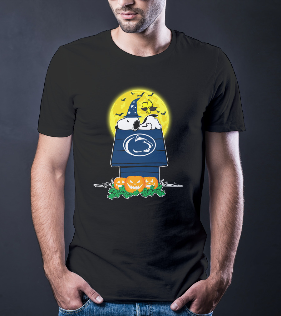 Penn State Nittany Lions Snoopy Halloween Moon Pumpkins Woodstock T-Shirt