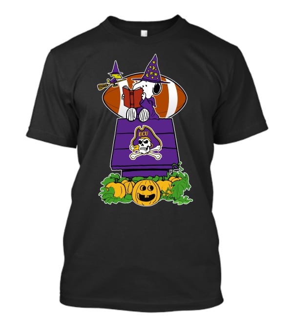 East Carolina Pirates Snoopy Halloween Ecu Football Doghouse Pumpkin T-Shirt