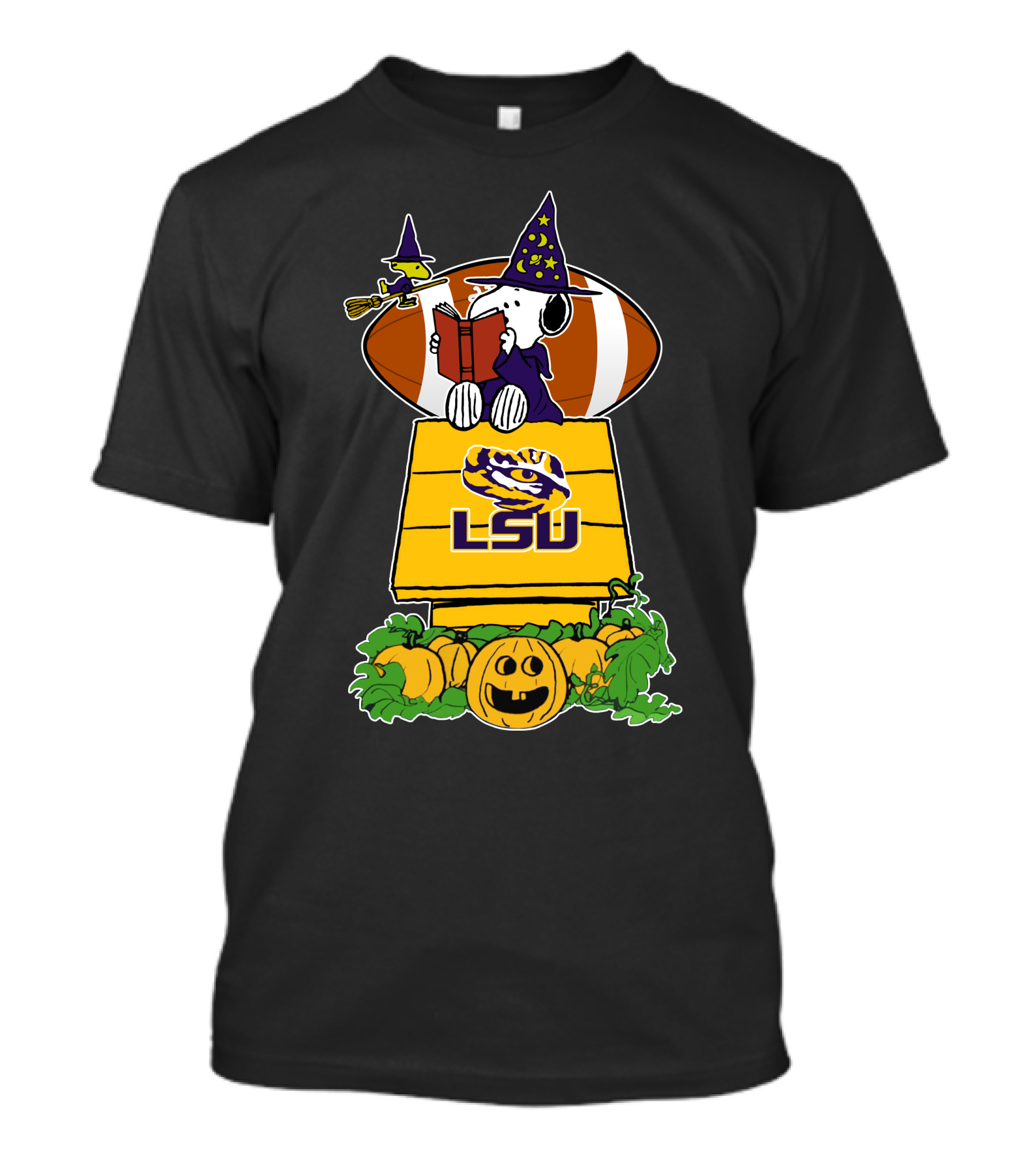 Lsu Tigers Snoopy Halloween Witch Football Peanuts Pumpkin House T-Shirt