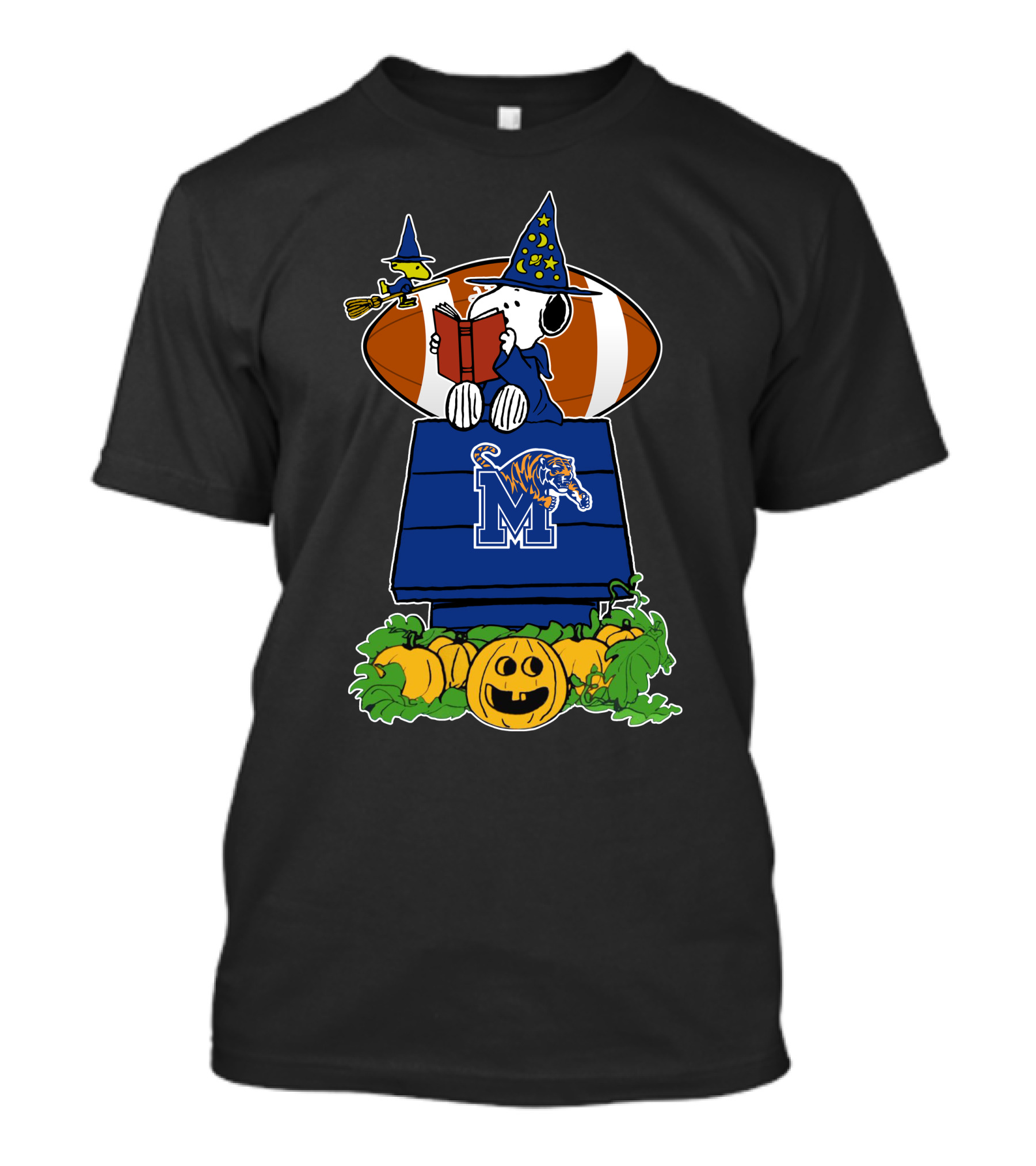 Memphis Tigers Snoopy Halloween Football Wizard Witch Peanuts Pumpkin T-Shirt
