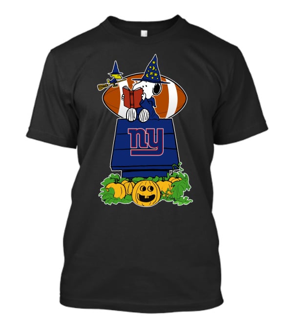 New York Giants Snoopy Halloween Witch Reading Football Pumpkin T-Shirt