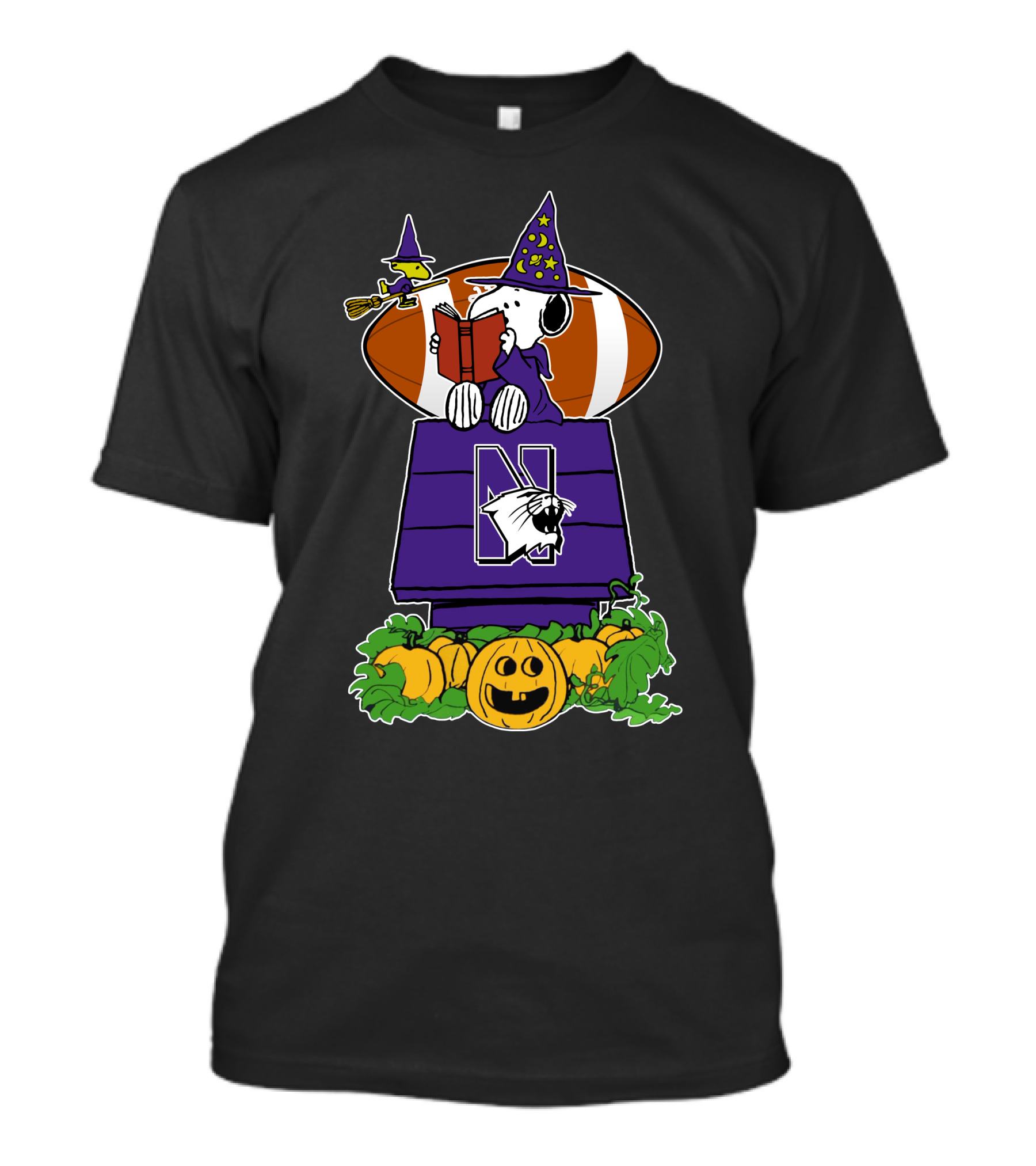 Northwestern Wildcats Halloween Snoopy Witch Football Pumpkin T-Shirt