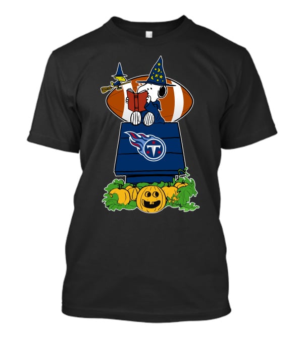 Tennessee Titans Snoopy Halloween Witch Pumpkin Football T-Shirt