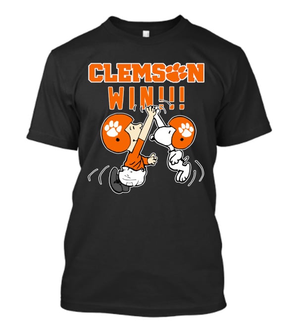 Clemson Win High Five Celebration With Orange Helmets T-Shirt