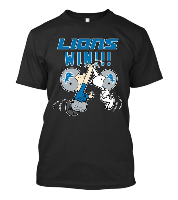 Detroit Lions Win Peanuts Helmet Celebration T-Shirt
