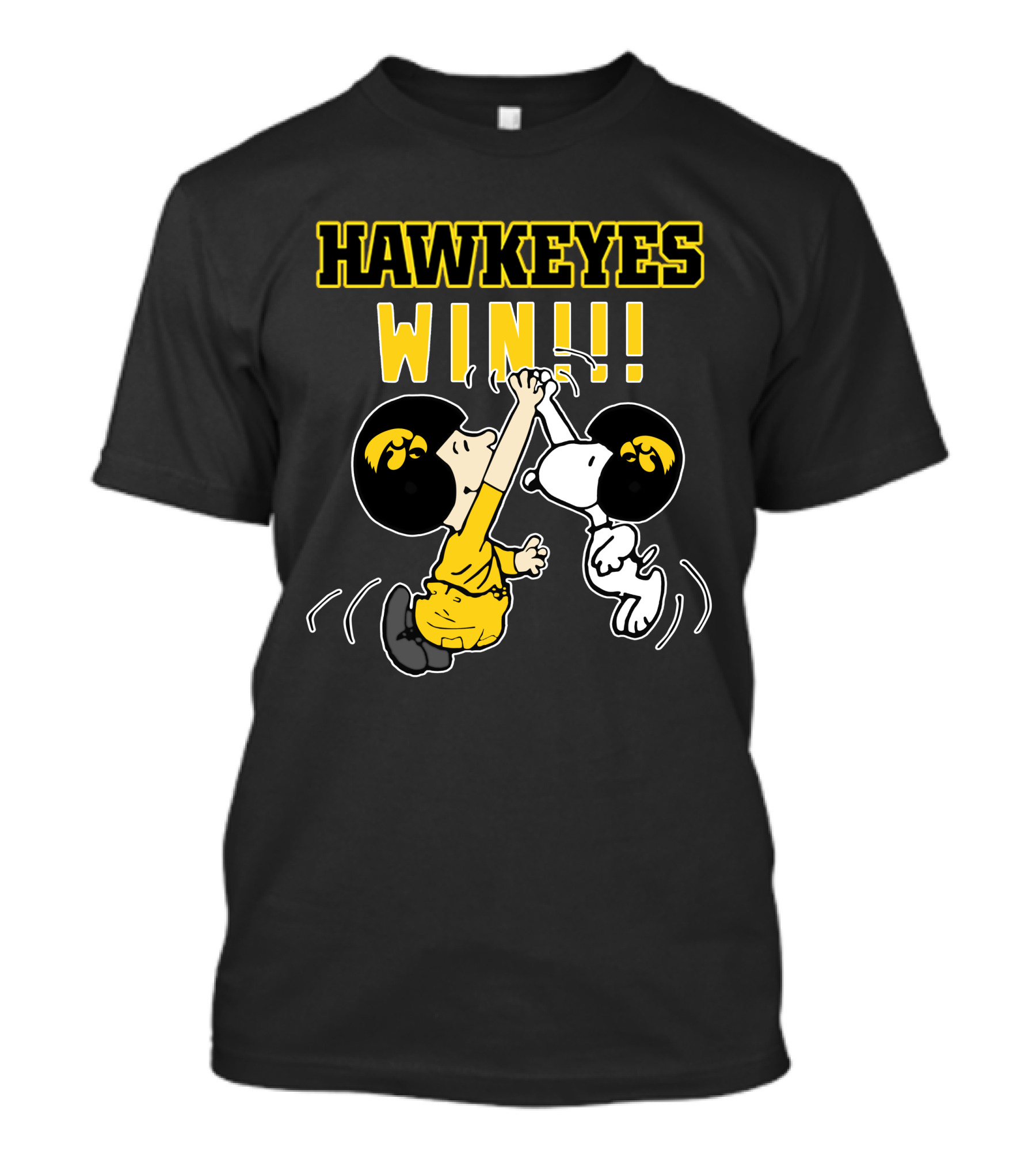 Hawkeyes Win High-Five Peanuts Characters With Iowa Helmets T-Shirt