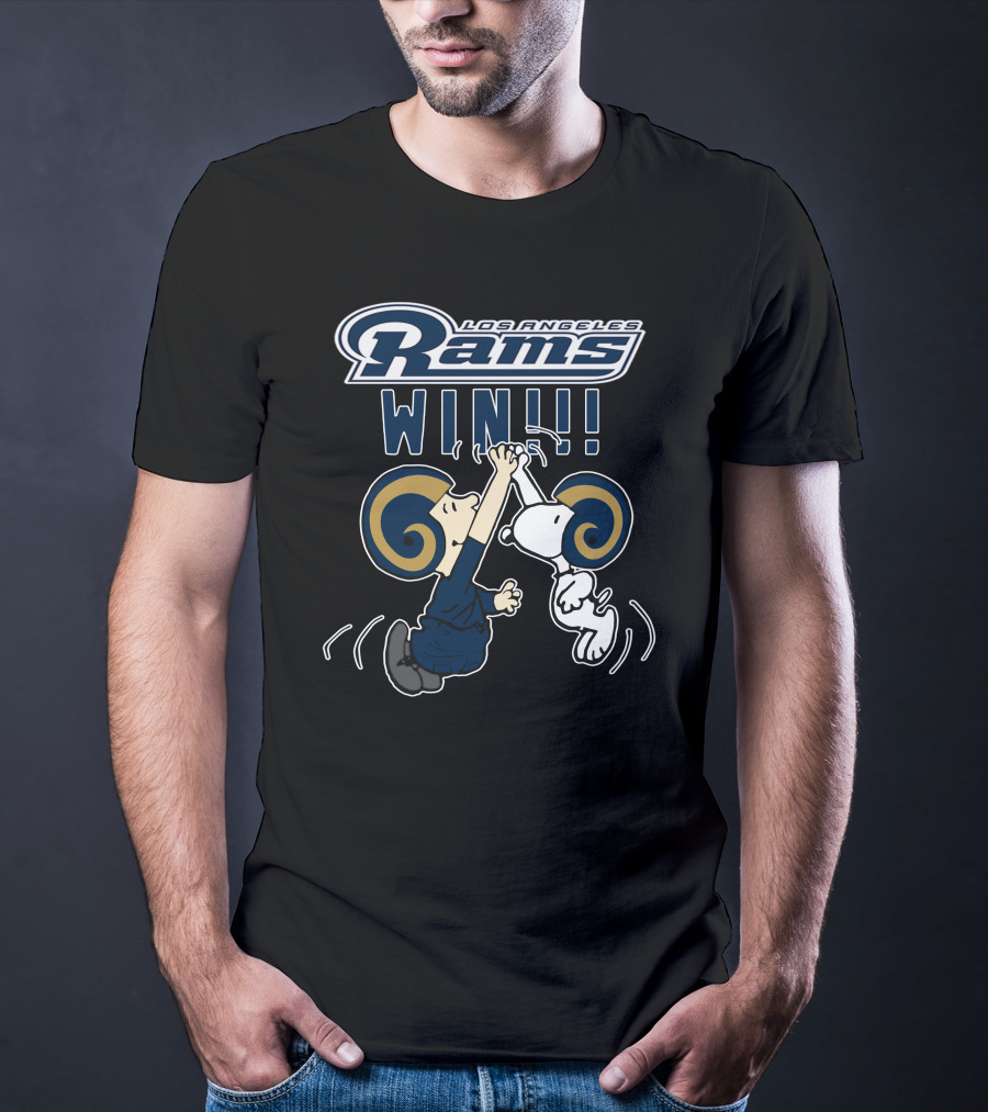 Los Angeles Rams Win Peanuts Characters High Five T-Shirt