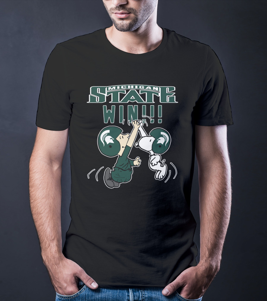 Michigan State Win Peanuts Characters High Five T-Shirt