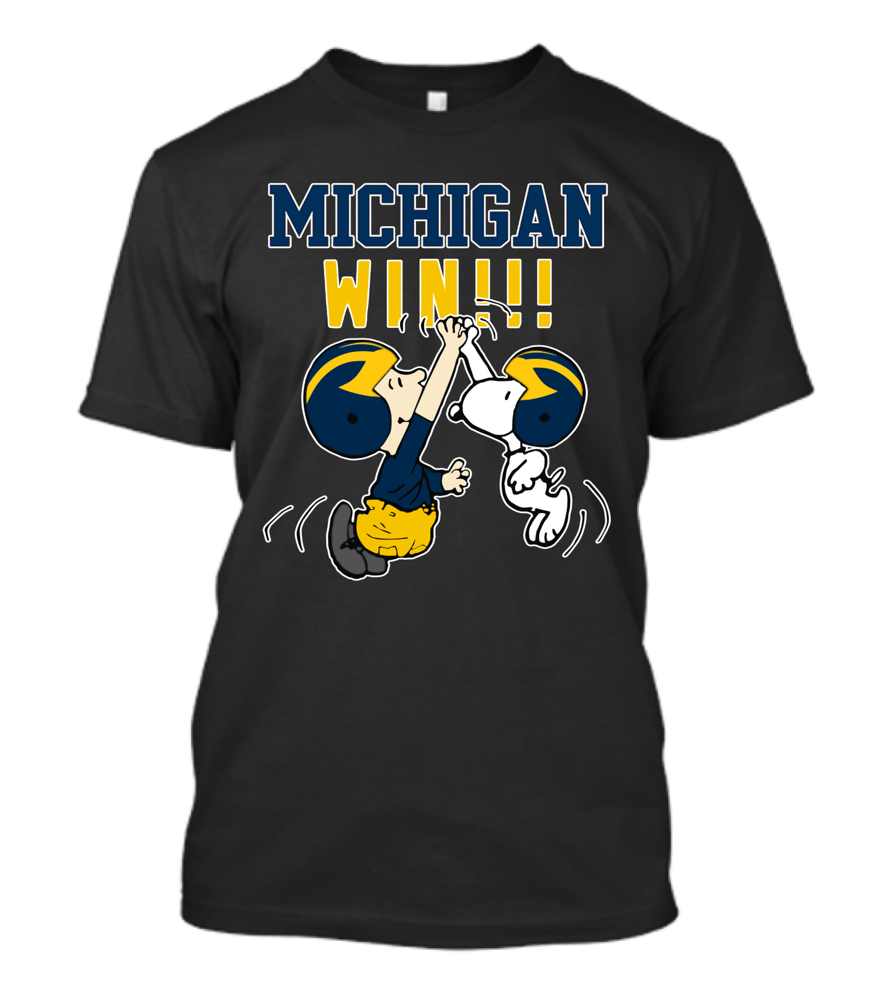 Michigan Win Snoopy High Five Celebration With Wolverine Helmets T-Shirt