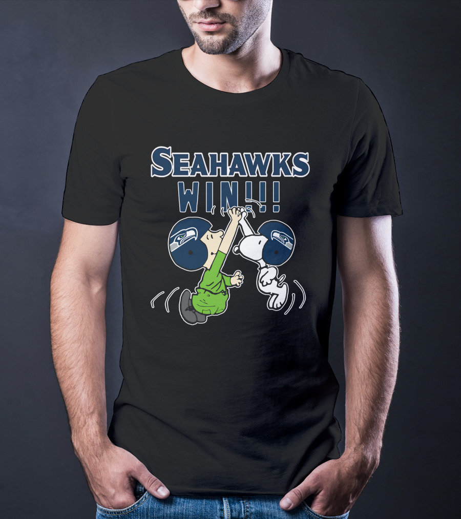Seahawks Win Victory Celebration With Peanuts Characters T-Shirt