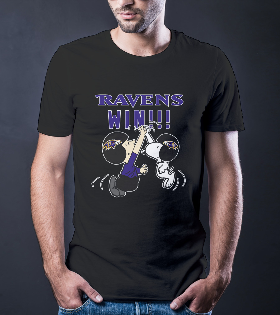 Ravens Win Baltimore Celebratory Iconic Characters High-Five T-Shirt