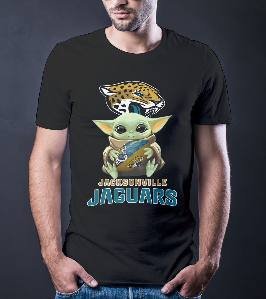 Jacksonville Jaguars Baby Yoda Holding Football With Team T-Shirt