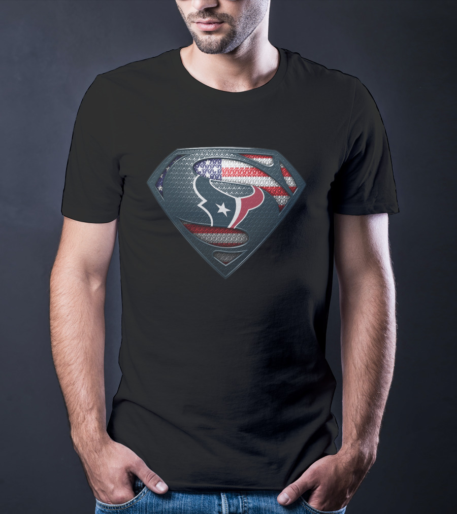 Houston Texans Superman American Flag T-Shirt