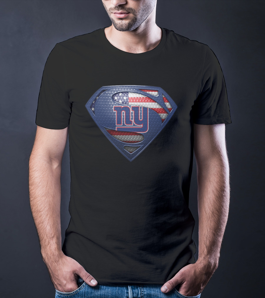 New York Giants Ny Superman Shield American Flag T-Shirt