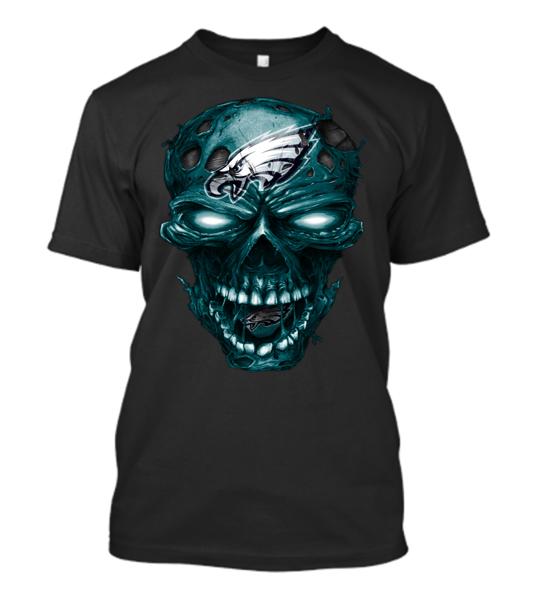 Philadelphia Eagles Skull Design Nfl Team Logo Fusion T-Shirt