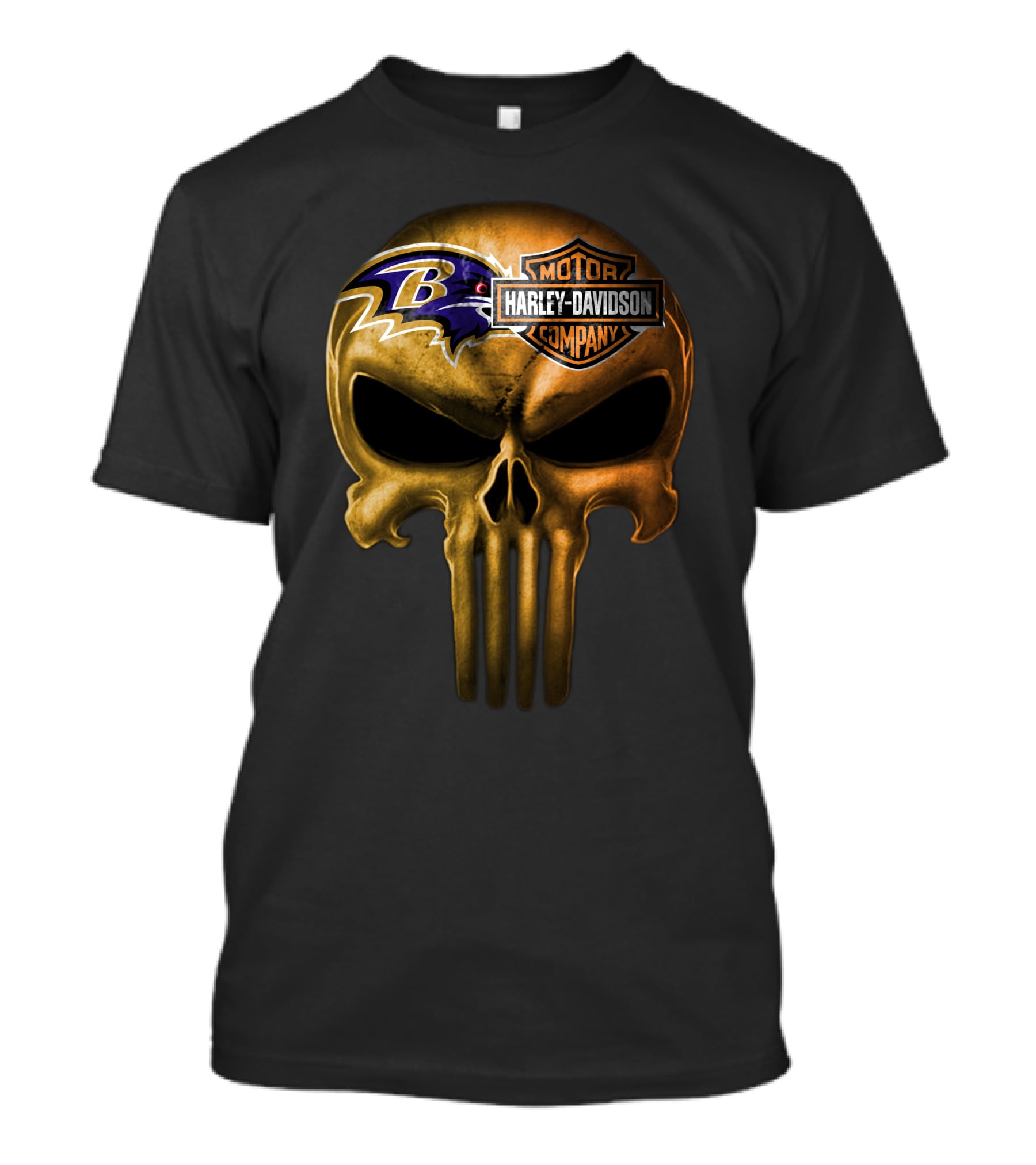 Baltimore Ravens Harley Davidson Skull Logo Fusion T-Shirt