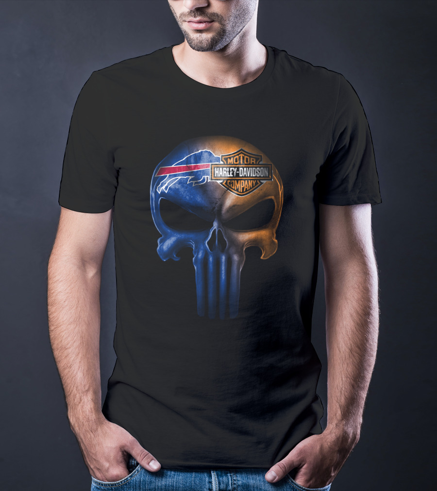 Buffalo Bills Skull Harley Davidson T-Shirt