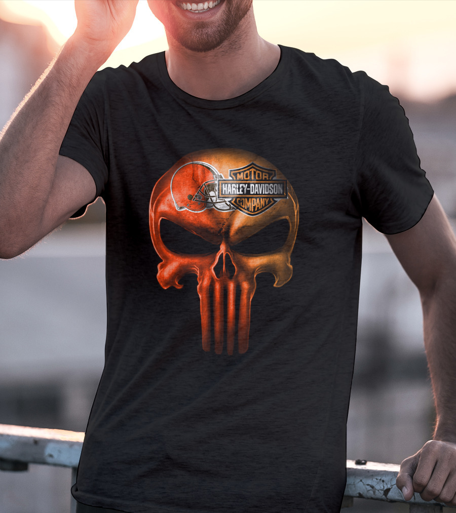 Cleveland Browns Skull Harley Davidson Company T-Shirt