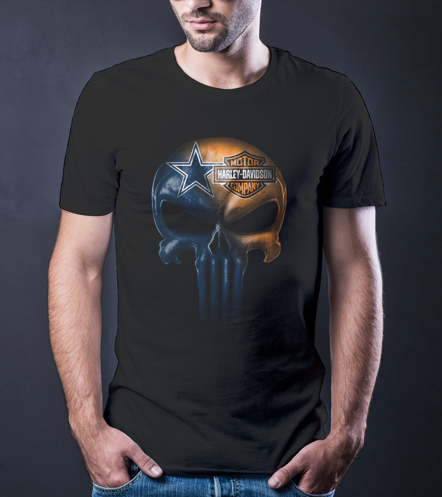 Dallas Cowboys Skull Harley Davidson Collaboration T-Shirt