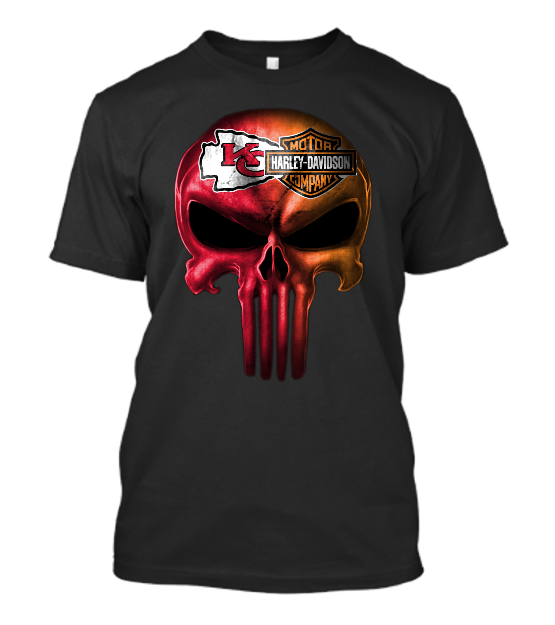 Kansas City Chiefs Skull Harley Davidson Motor Company T-Shirt