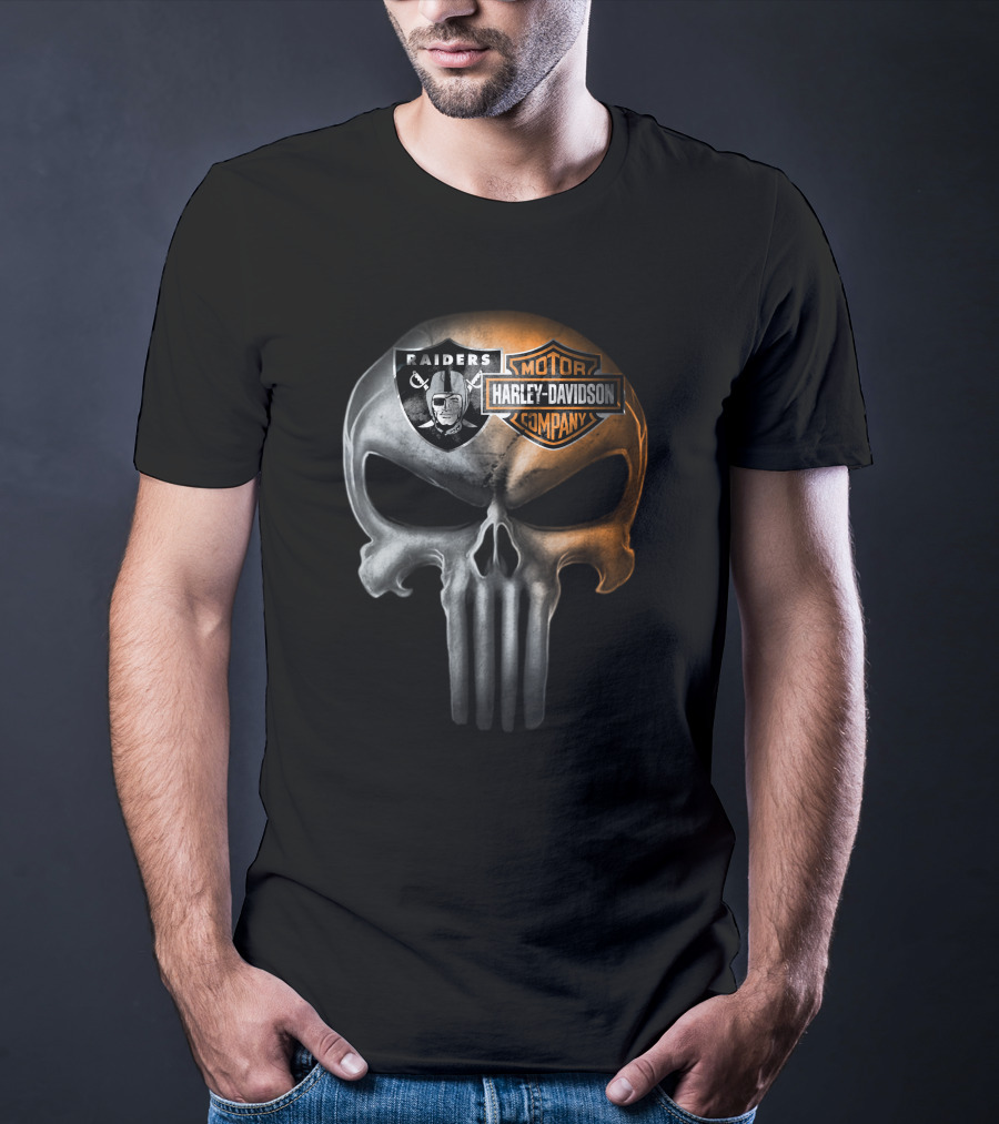 Las Vegas Raiders Harley Davidson Skull T-Shirt