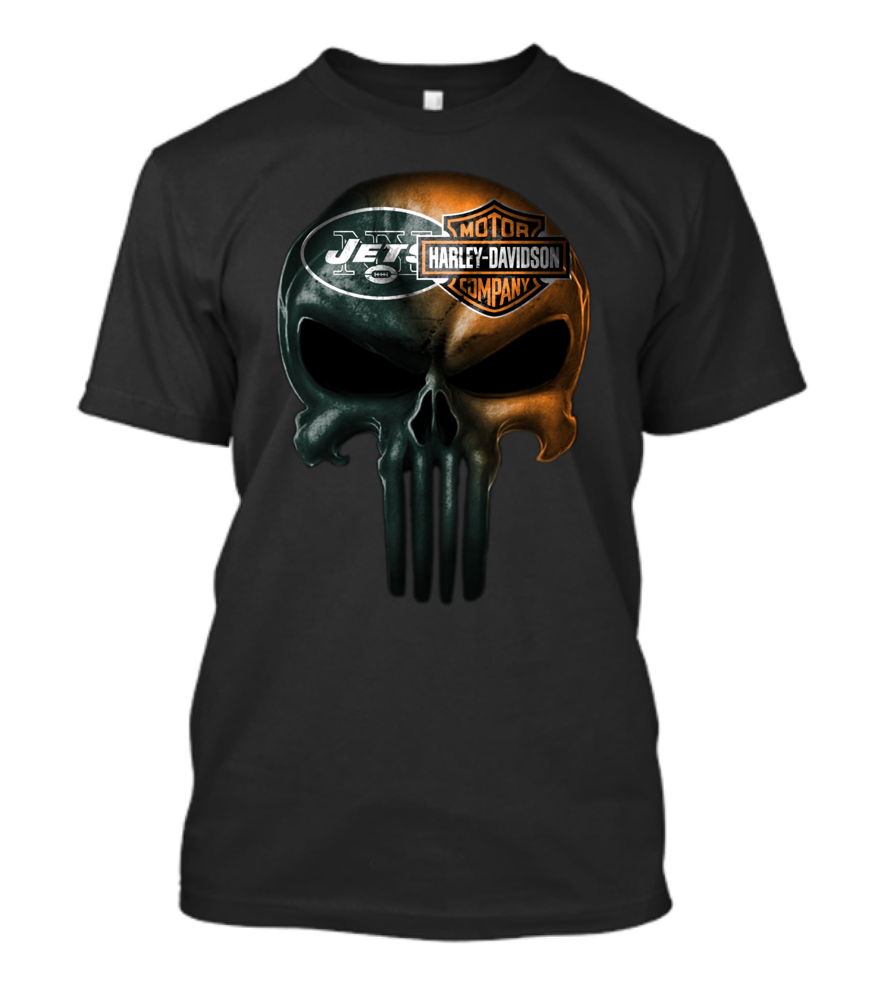 New York Jets Harley Davidson Skull Mashup T-Shirt