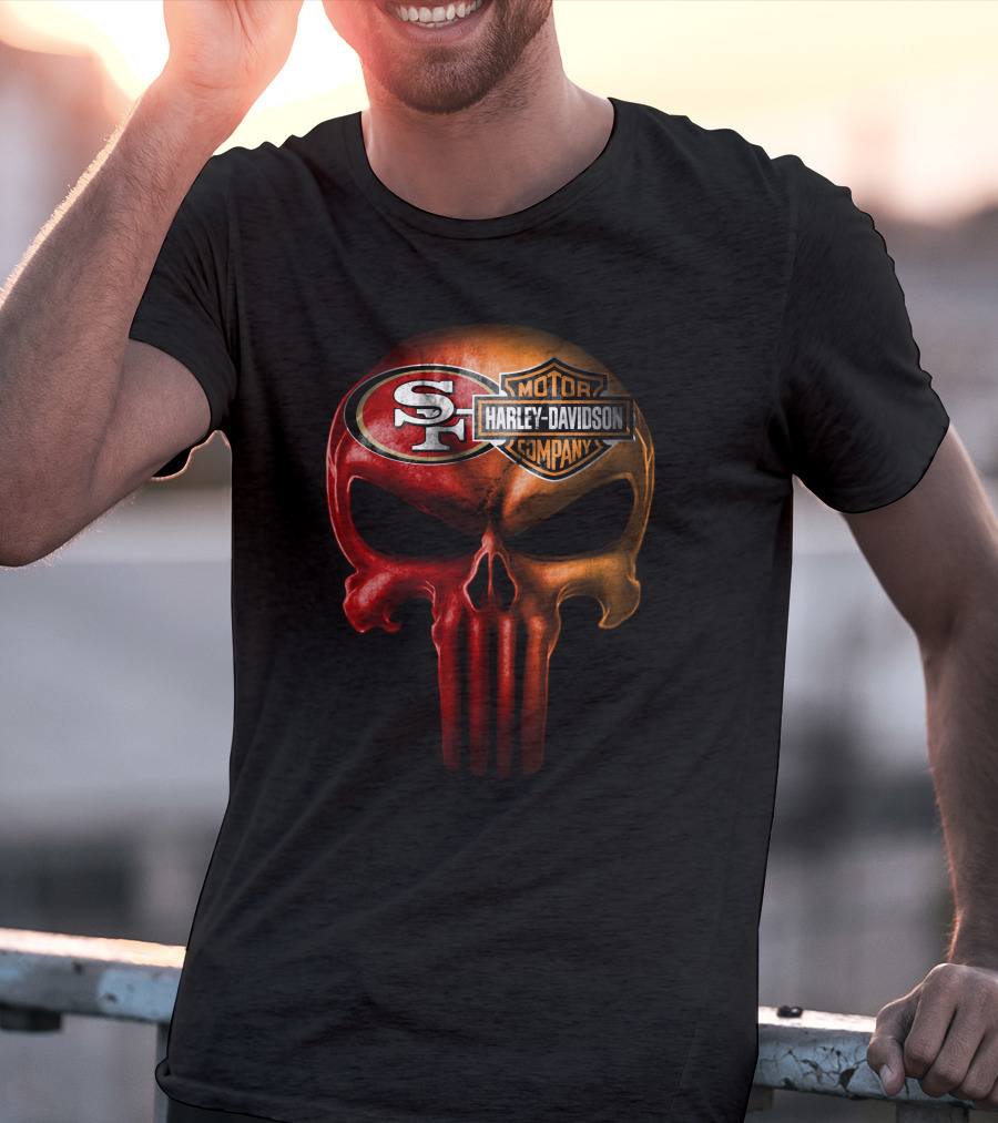 San Francisco 49ers Harley Davidson Skull T-Shirt