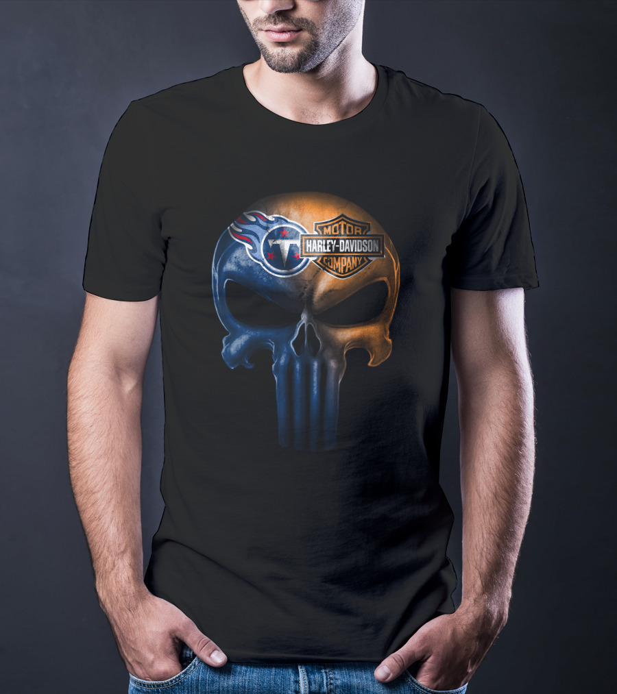 Tennessee Titans Skull Harley Davidson Company Logo Fusion T-Shirt