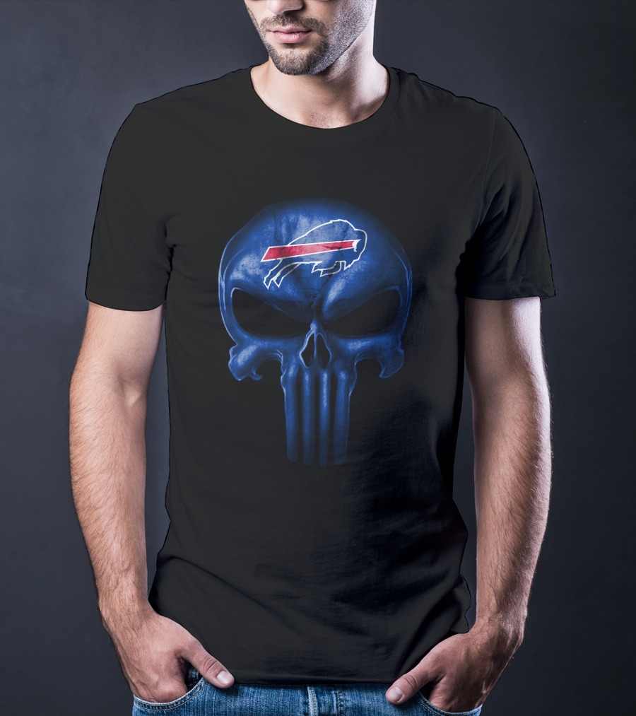 Buffalo Bills Skull Logo Blue Helmet T-Shirt